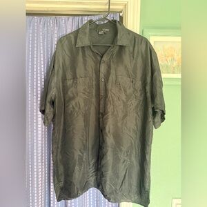 Tulliano 100% Silk Shirt Black Short Sleeve Button Front Mens XL